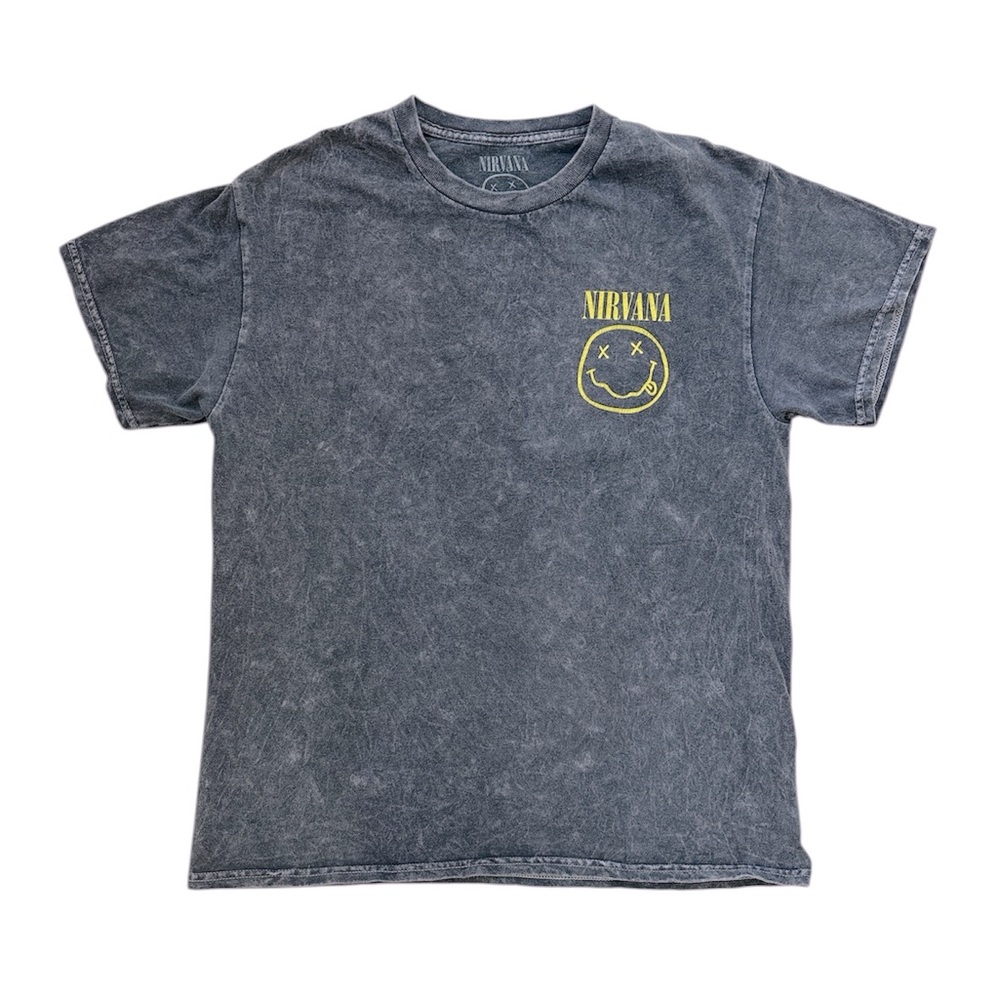 NIRVANA Y2K Grunge Short Sleeve Graphic Tee Grey/Yellow M